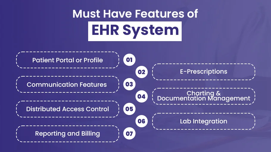 Features of an EHR system