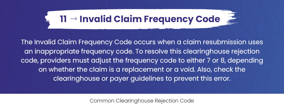 Clearinghouse Rejection Codes