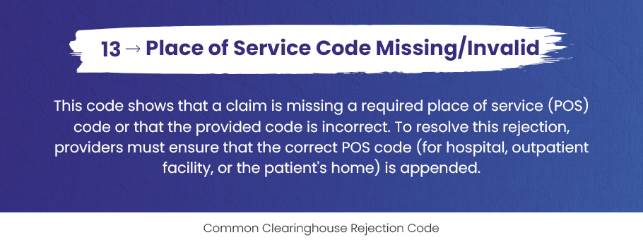 Clearinghouse Rejection Codes