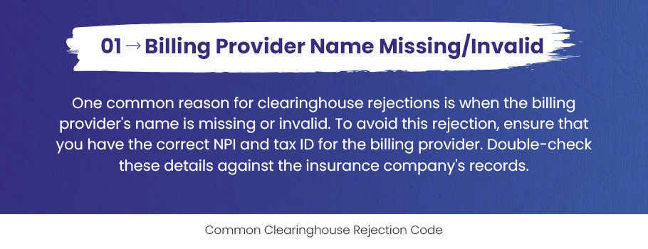 Clearinghouse Rejection Codes