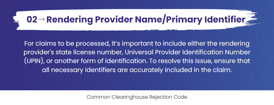 Clearinghouse Rejection Codes