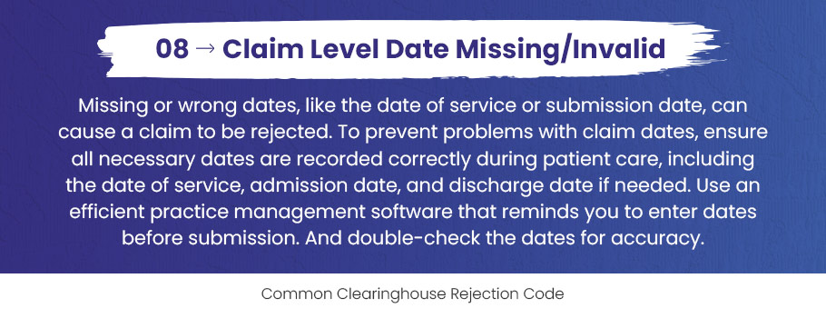 Clearinghouse Rejection Codes