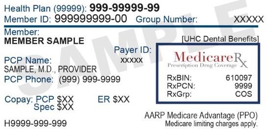 Medicare RX health plan card